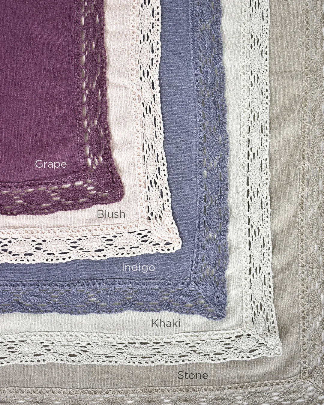 Lace Trim Washed Cotton Tablecloth