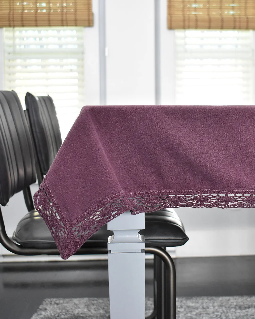 Lace Trim Washed Cotton Tablecloth