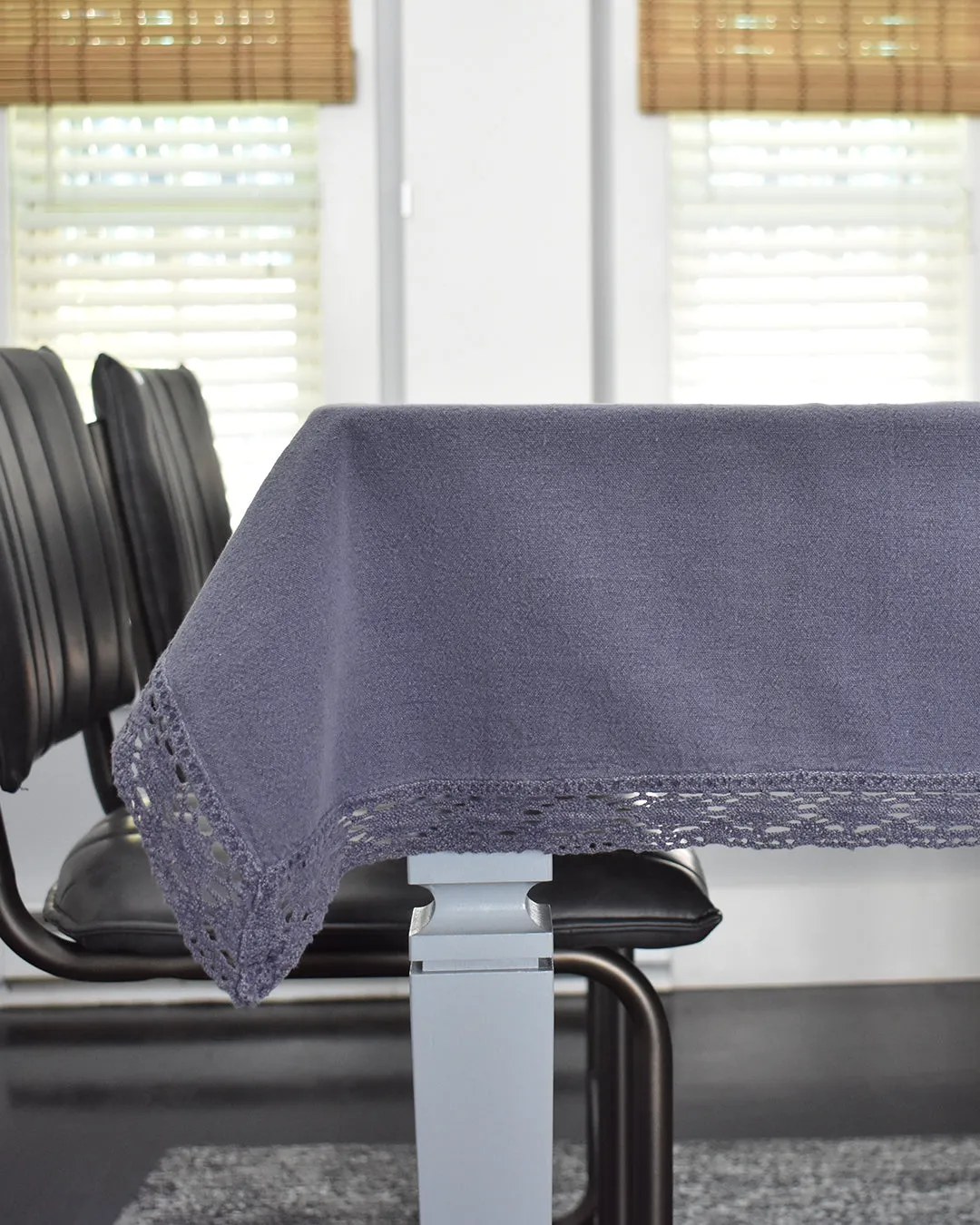 Lace Trim Washed Cotton Tablecloth