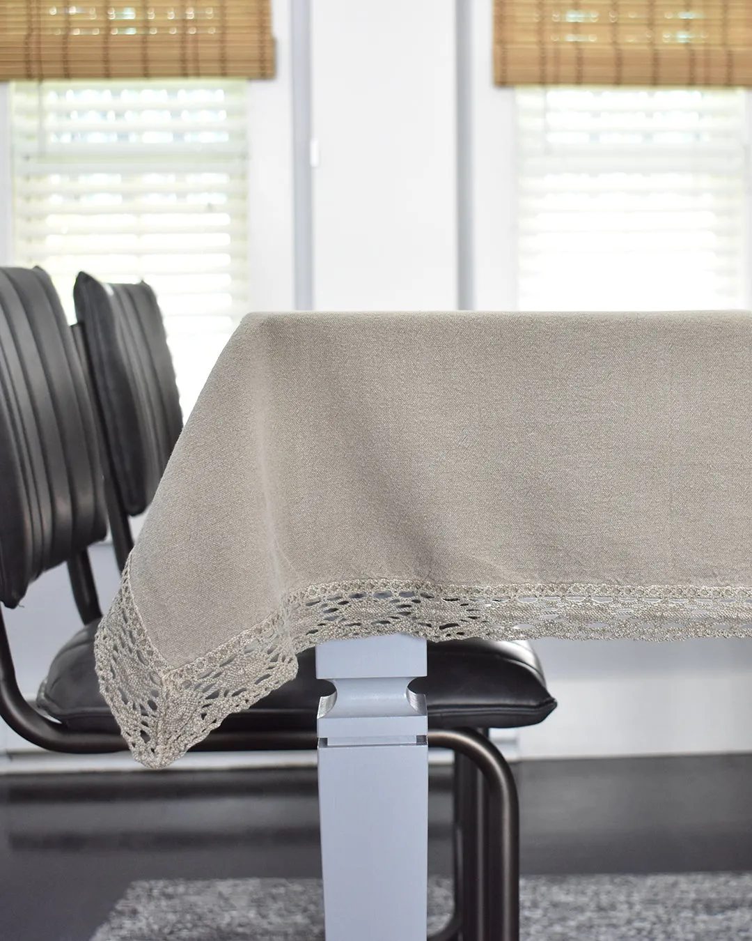 Lace Trim Washed Cotton Tablecloth