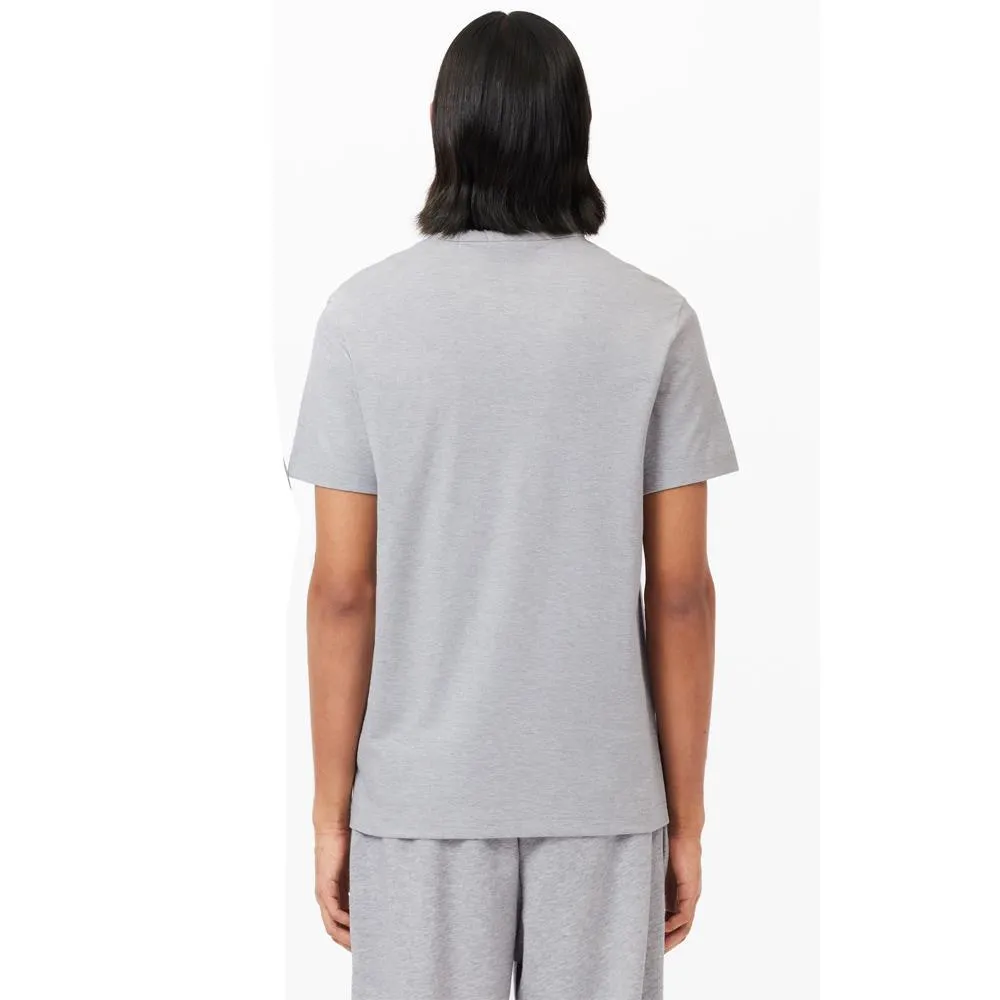 Lacoste Men's Piqué Effect Slogan Cotton Tee - Grey Chine