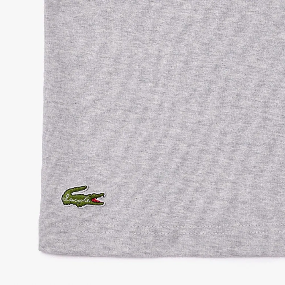 Lacoste Men's Piqué Effect Slogan Cotton Tee - Grey Chine