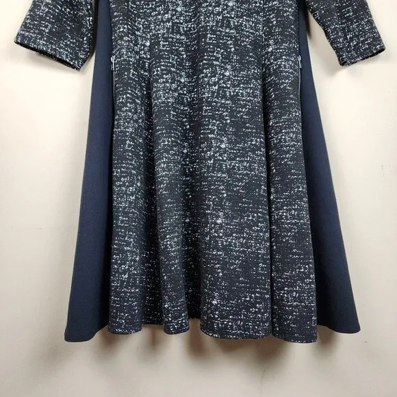 Lane Bryant Dress Black &amp; White Knit Fit Flare With Pockets Zip Closure Sz 18/20