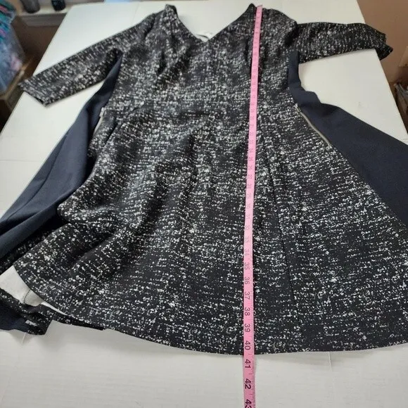 Lane Bryant Dress Black &amp; White Knit Fit Flare With Pockets Zip Closure Sz 18/20