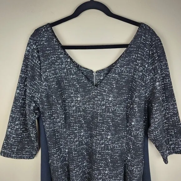 Lane Bryant Dress Black &amp; White Knit Fit Flare With Pockets Zip Closure Sz 18/20