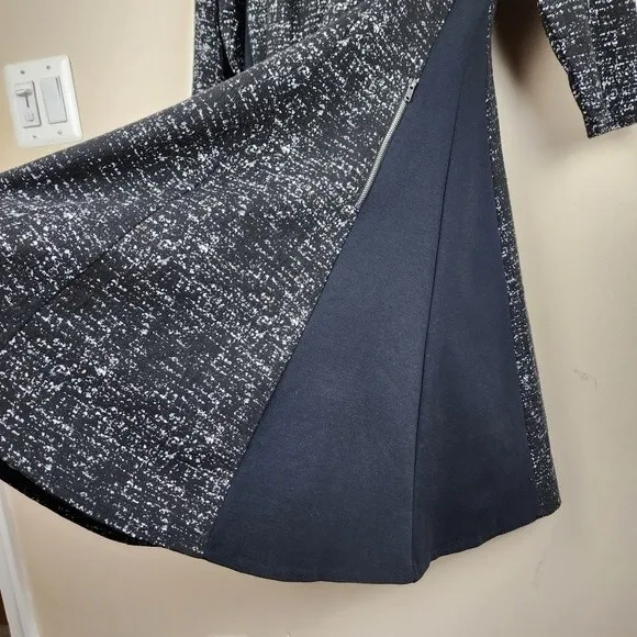 Lane Bryant Dress Black &amp; White Knit Fit Flare With Pockets Zip Closure Sz 18/20