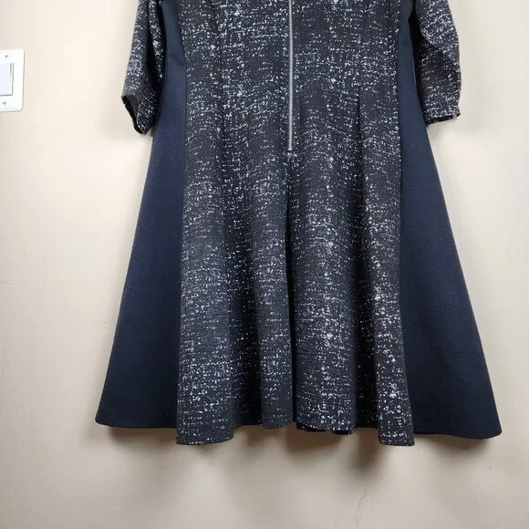 Lane Bryant Dress Black &amp; White Knit Fit Flare With Pockets Zip Closure Sz 18/20
