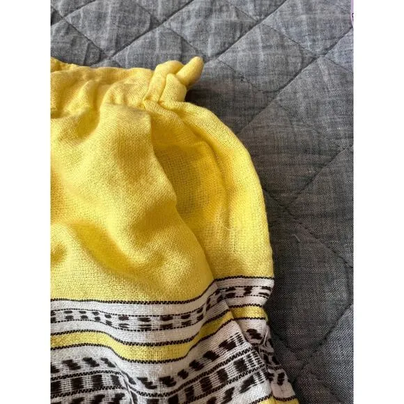 Lemlem Amore Pull On Cotton Blend Drawstring Shorts in Yellow Sz Small