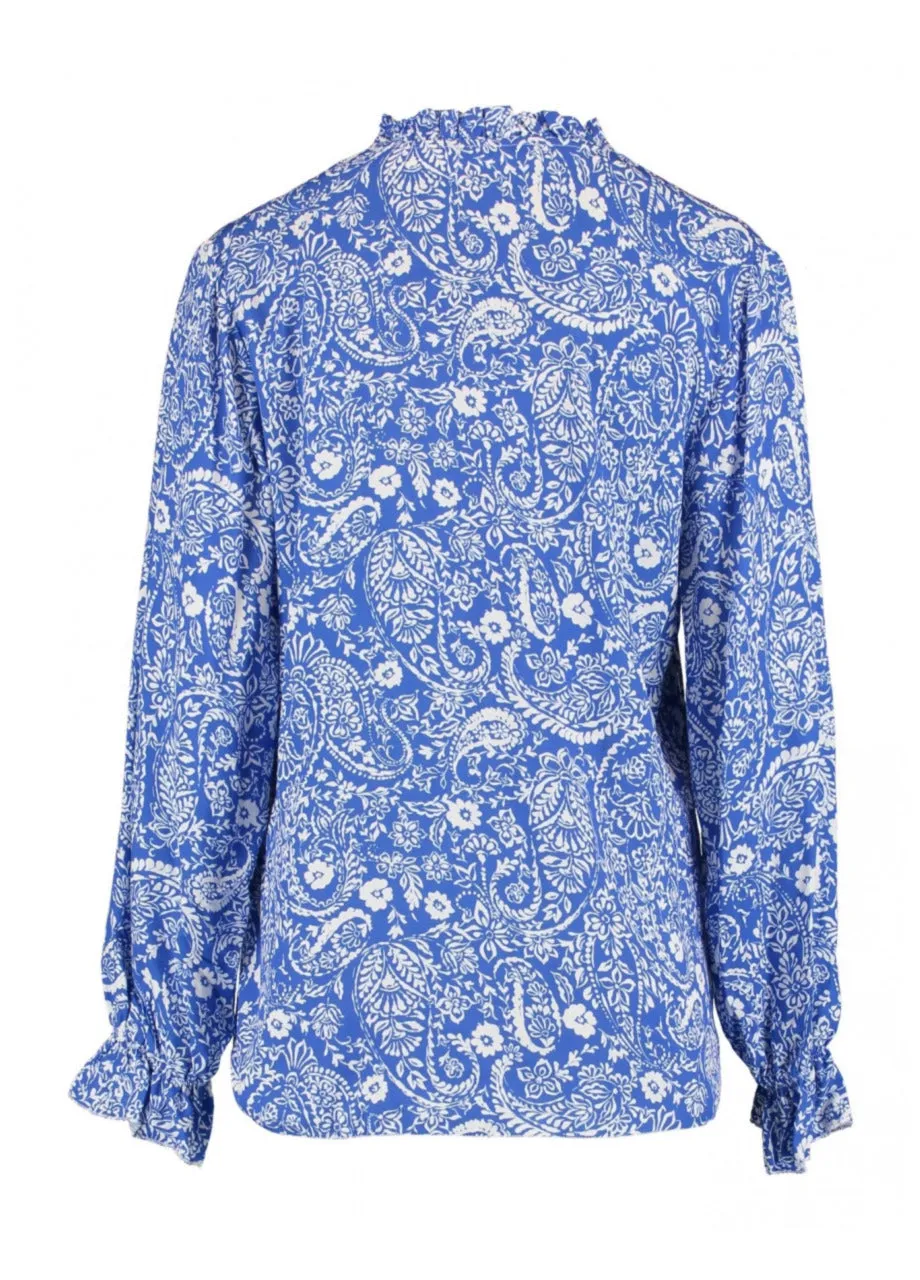 Lena Ocean Blue Paisley Print Blouse