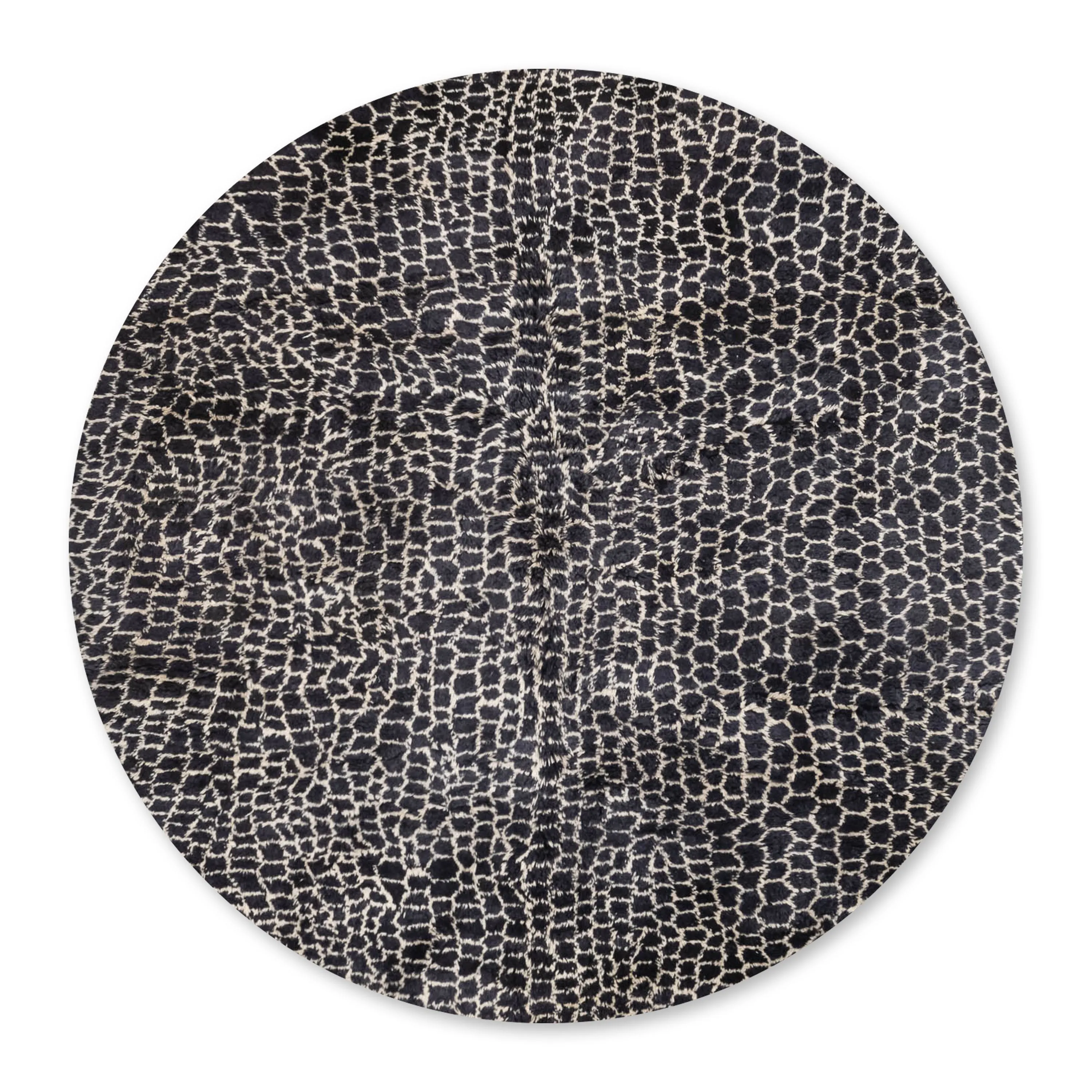 Leopard Round - Luxury Shag Moroccan Rug