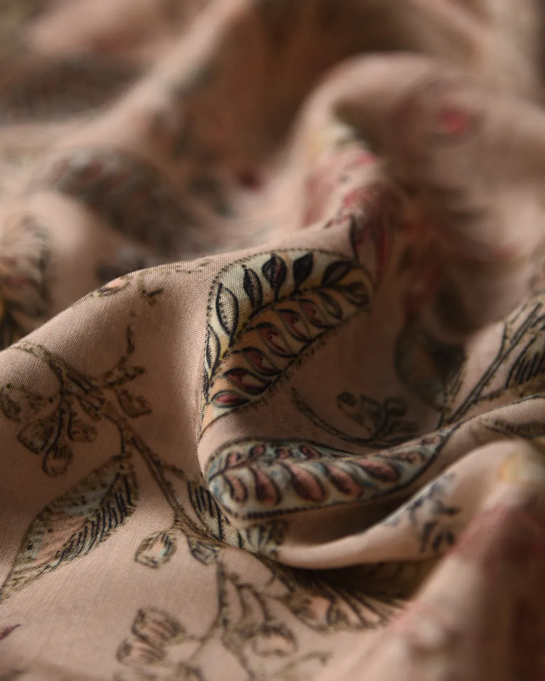 Light Pink Muslin Silk Blend Printed Unstitched Co-ord Set Fabric With Muslin Bottom Fabric