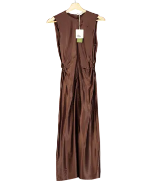 LilySilk Brown Sleeveless A-line Silk Dress UK 4