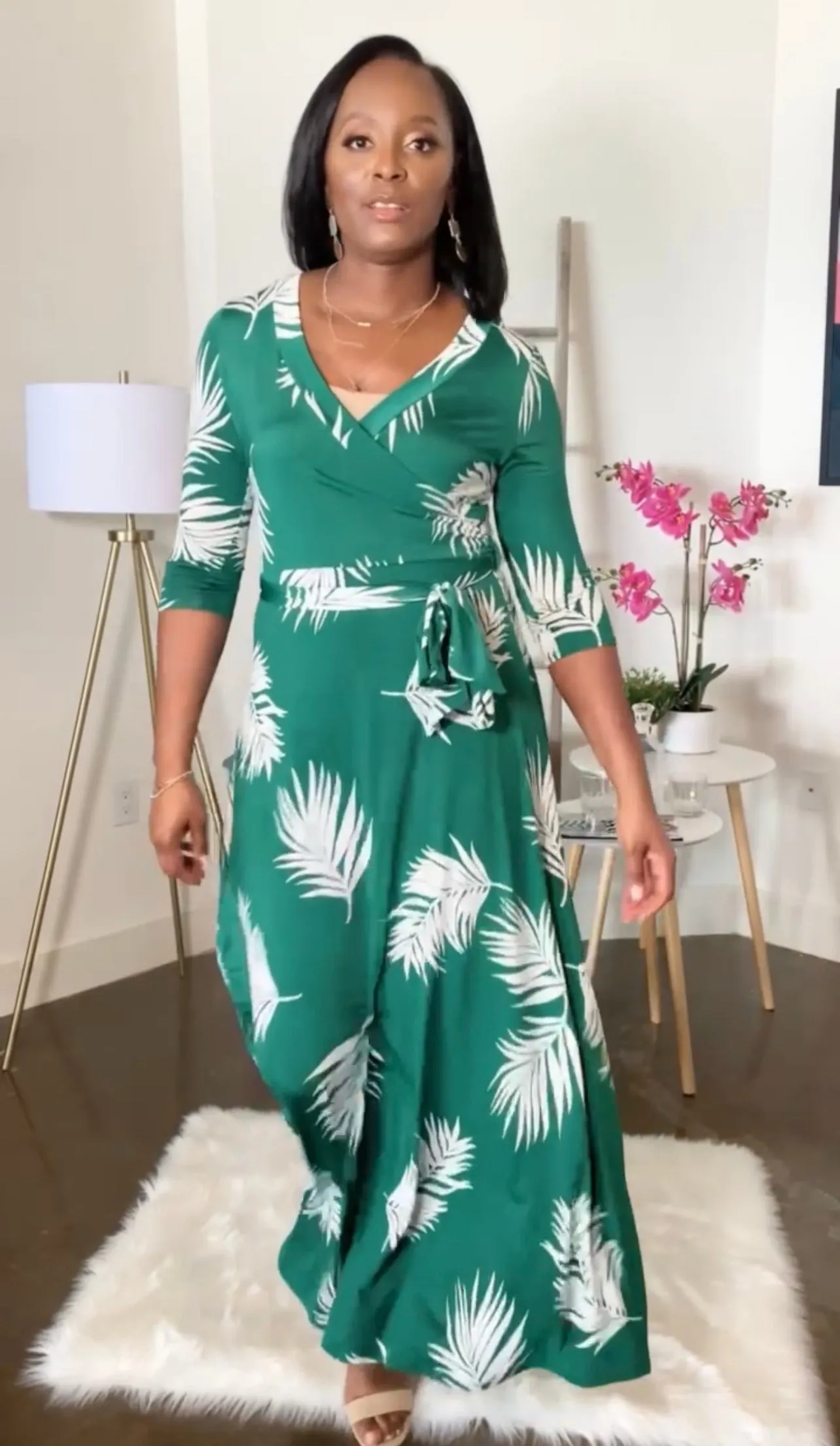 Linda Wrap Maxi Dress (Green)