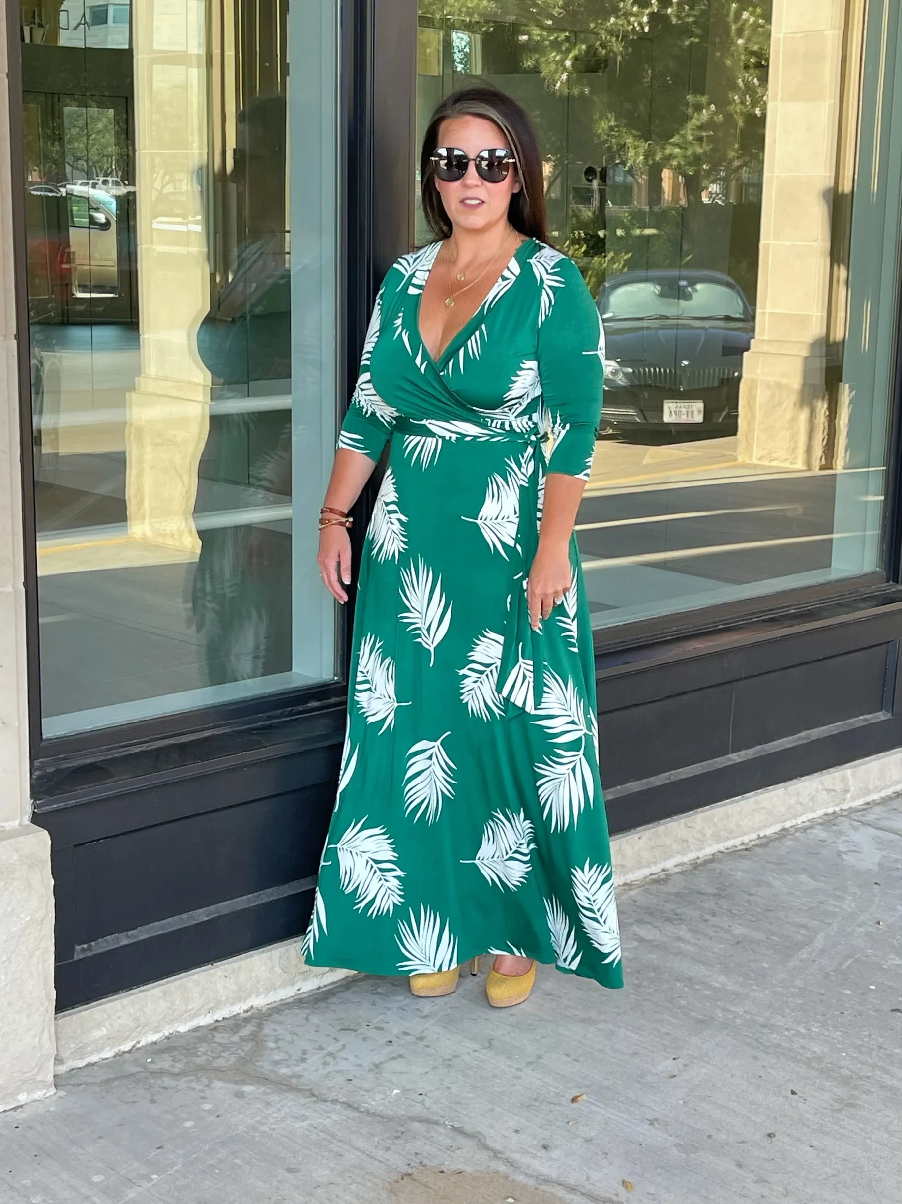 Linda Wrap Maxi Dress (Green)