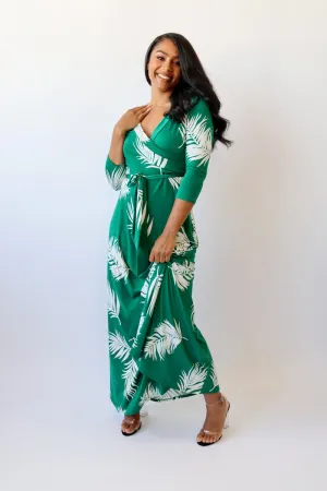 Linda Wrap Maxi Dress (Green)