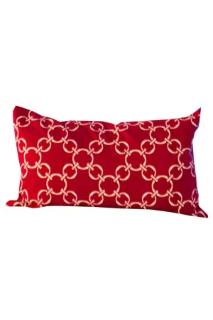 linked-up scarlet red printed cloth 12" x 20" pillow covers