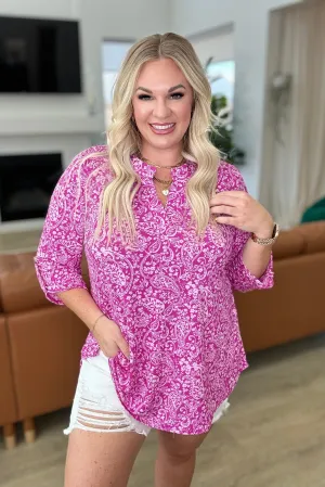 Lizzy Top in Magenta & White Paisley