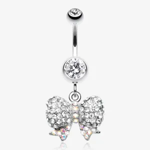 Lovely Sparkle Bow-Tie Belly Button Ring