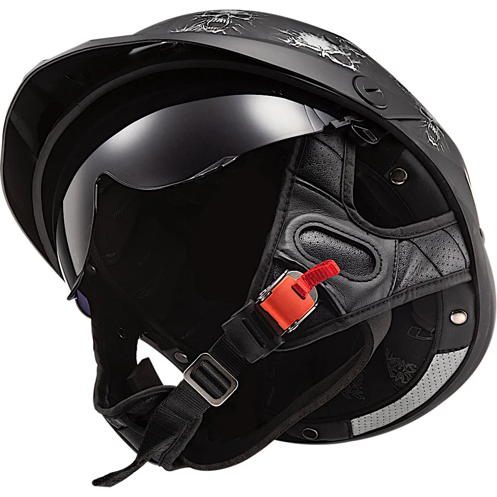LS2 Helmets Rebellion Bones Motorcycle Half Helmet
