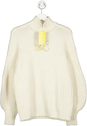 Luisa Spagnoli Cream Embroidered Emblem Pullover UK S