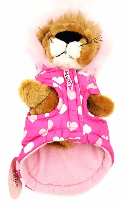 Lulu Pink Dog Coat Pink Hoodie With Fur Trim New XXS Puppy Parka Heart Design