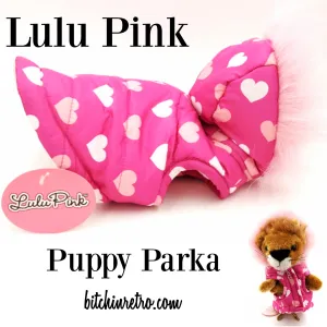 Lulu Pink Dog Coat Pink Hoodie With Fur Trim New XXS Puppy Parka Heart Design