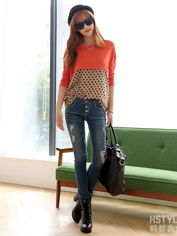 lunch date polka-dotted top