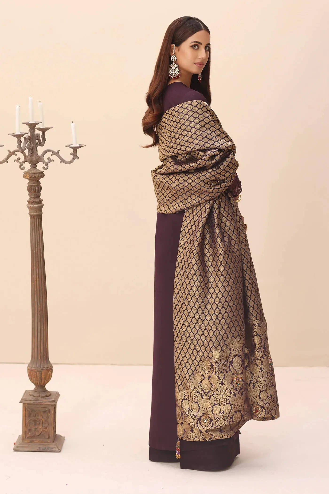 Luxury Plum Pakistani Salwar Kameez Dupatta Embroidered Salwar Suit