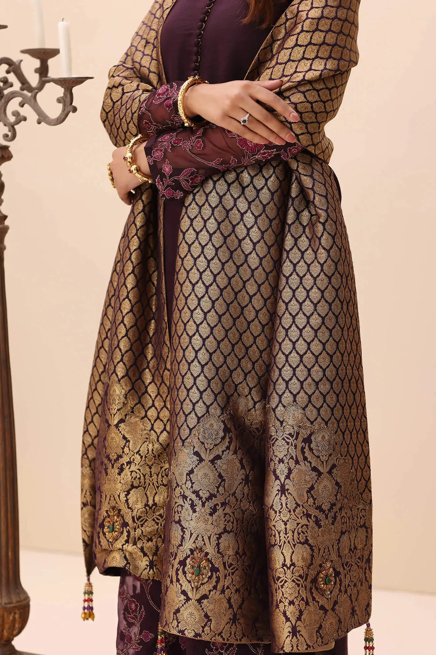 Luxury Plum Pakistani Salwar Kameez Dupatta Embroidered Salwar Suit