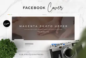 Magenta Photo Upper Facebook Cover for Photographers Editable Canva Template