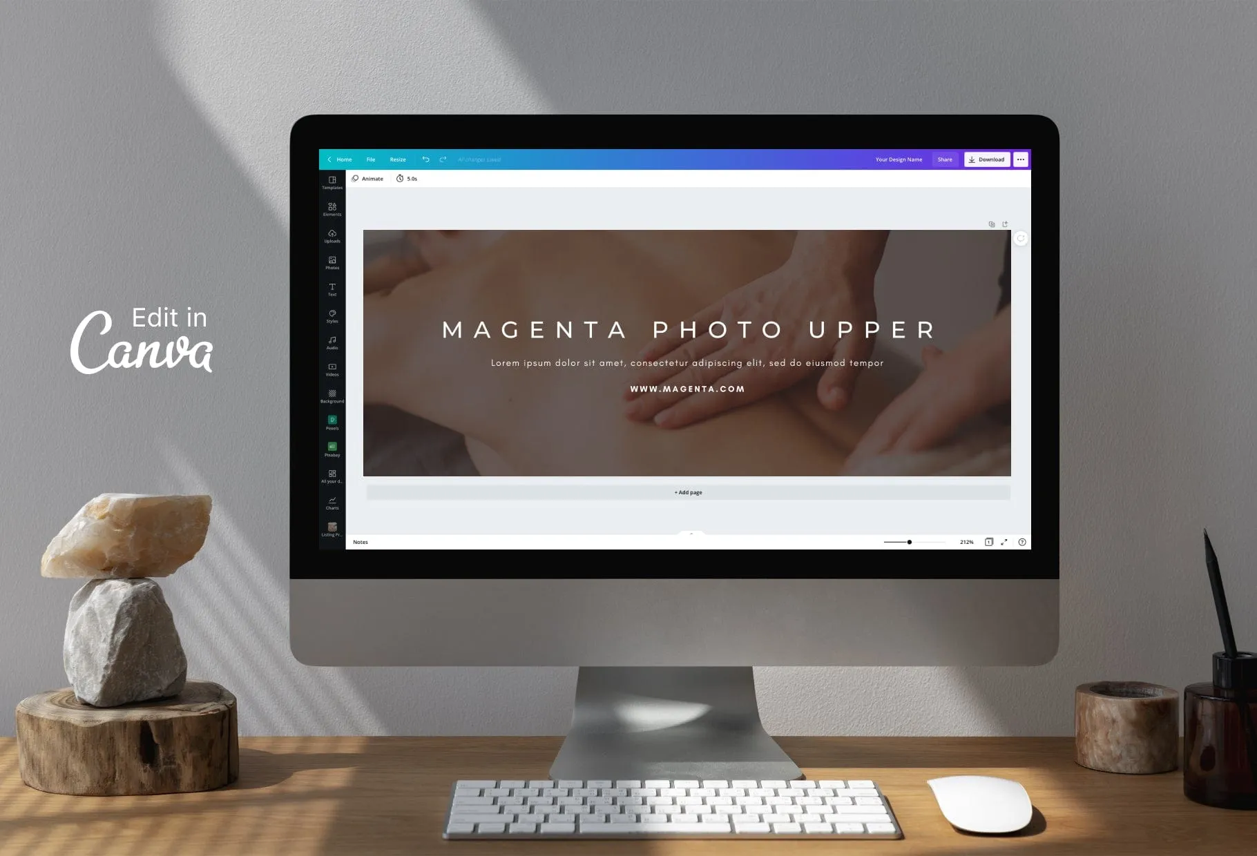 Magenta Photo Upper Facebook Cover for Photographers Editable Canva Template