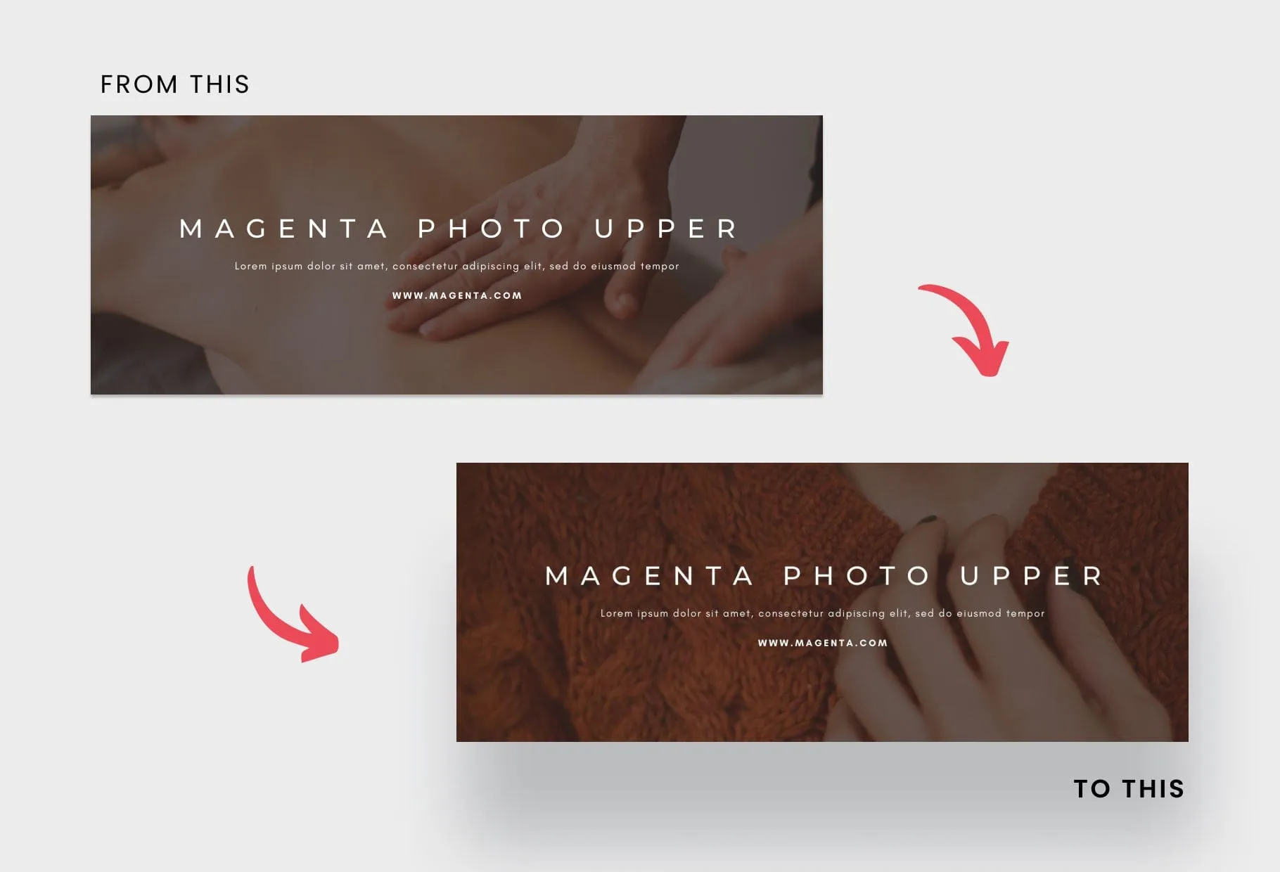 Magenta Photo Upper Facebook Cover for Photographers Editable Canva Template