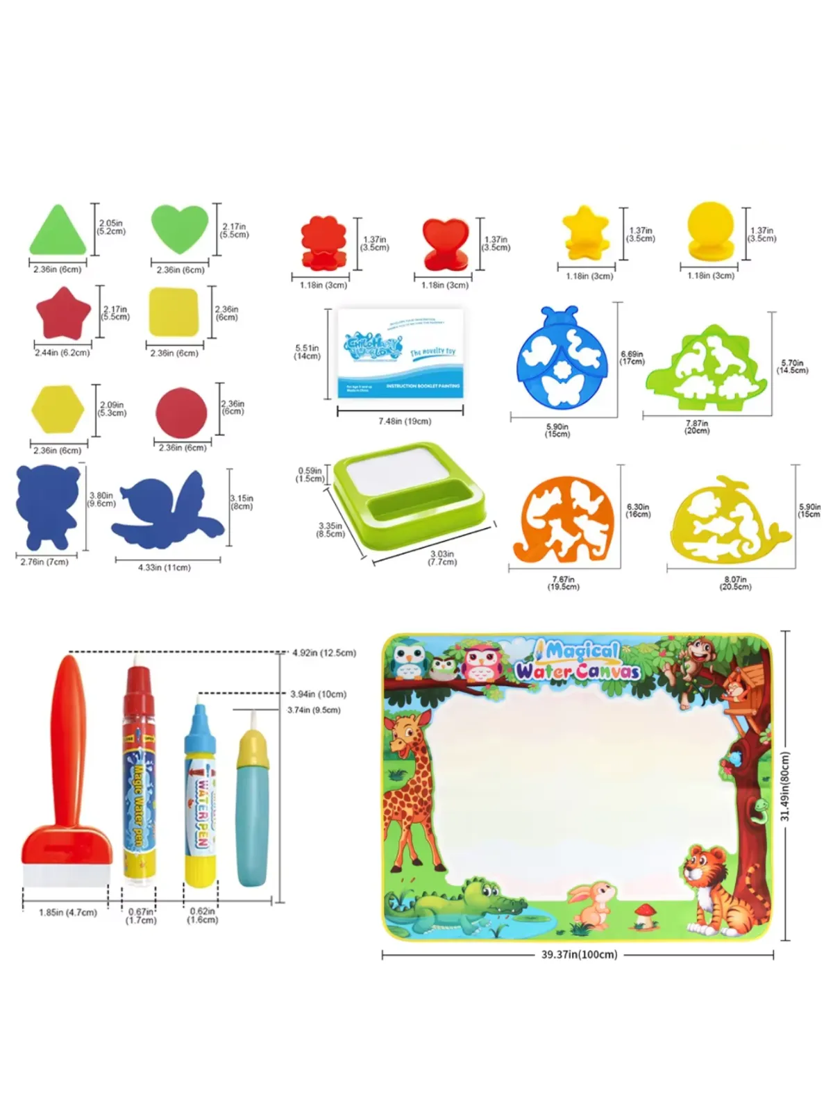 Magic Water Drawing Mat with Reusable Magic Pens