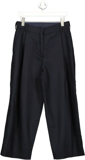 Margaret Howell Black Wide Belt Loop Wool Trousers UK 12