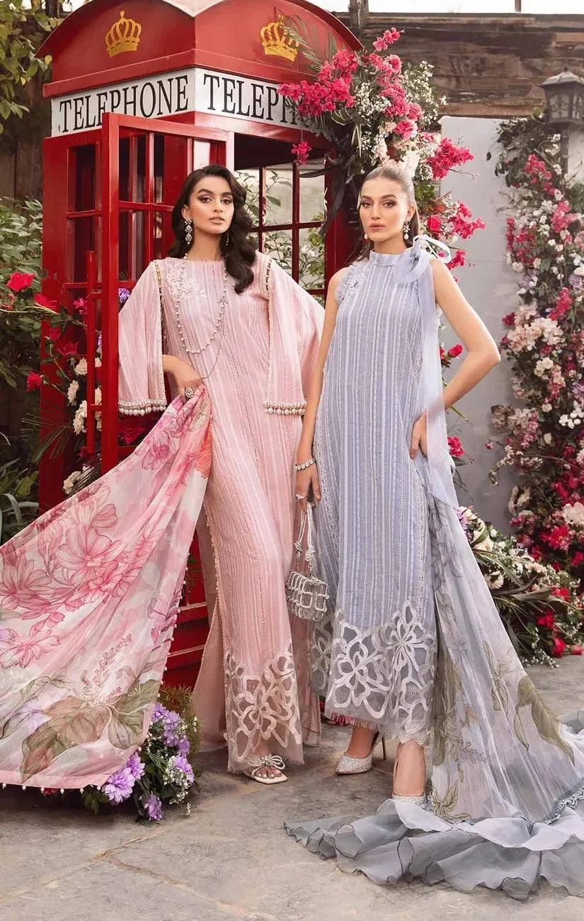 Maria.B M.Prints Unstitched Embroidered Lawn 3Pc Suit MPT-2109-B Pink