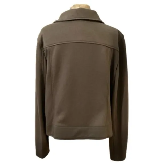 Max Studio Ponte Knit Moto Zip Jacket Army Green Size XL NWT