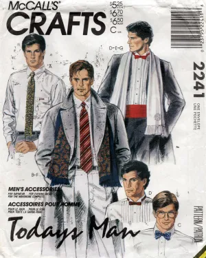 McCall's 2241 Mens Accessory Pack Ties Bow Tie Scarf & Cummerbund Monogram Transfer 1980s Vintage Sewing Pattern UNCUT Factory Folded