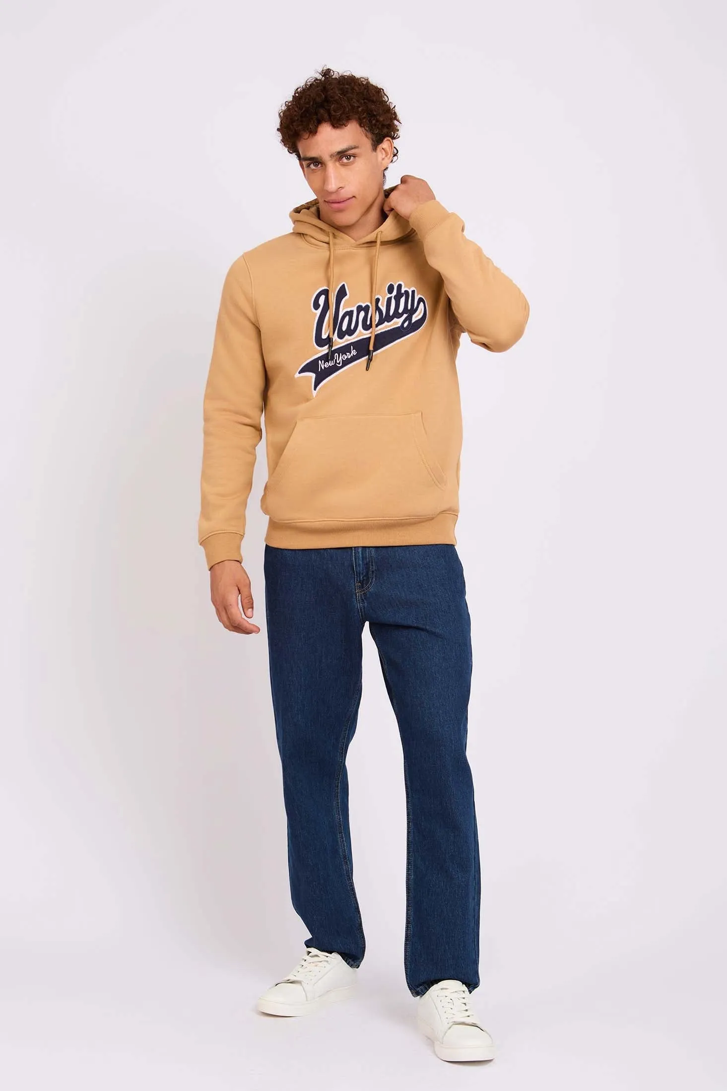 Men Sweat Shirt Regular Fit Front Printed Brown