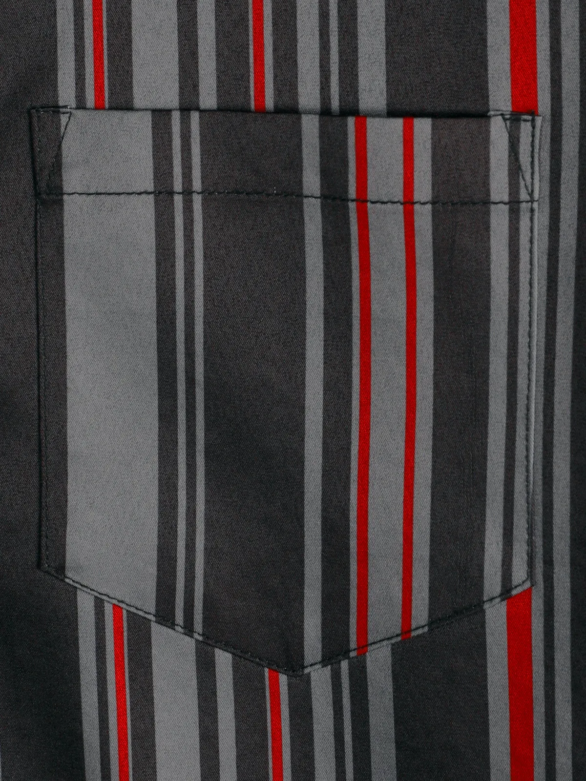 Men's Retro Black And Red Vertical Striped Pocket Vintage 70s Short Sleeve Shirt