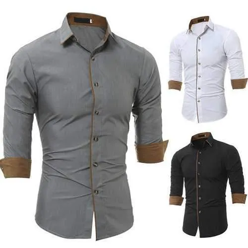Mens Solid Color Slim Designer Shirts