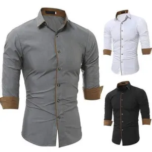 Mens Solid Color Slim Designer Shirts