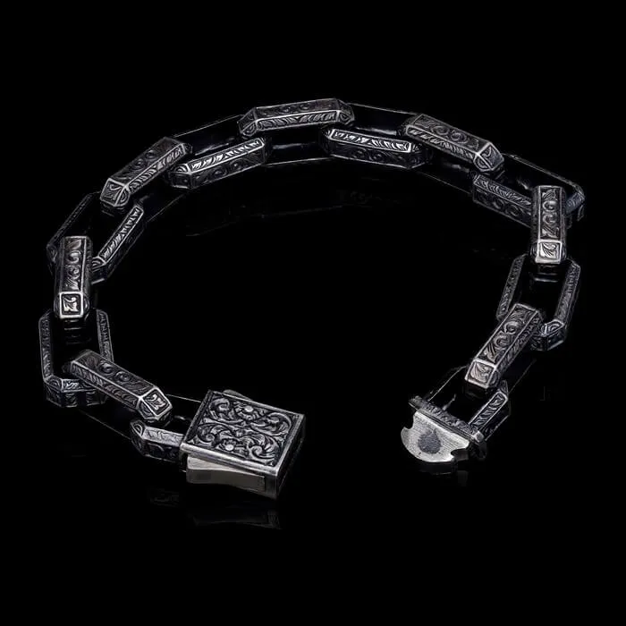 Men’s Sterling Silver Chain Link Bold Bracelet Patterned