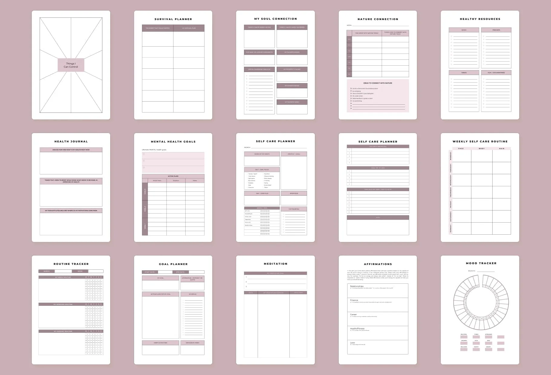 Mental Health Planner Canva Template
