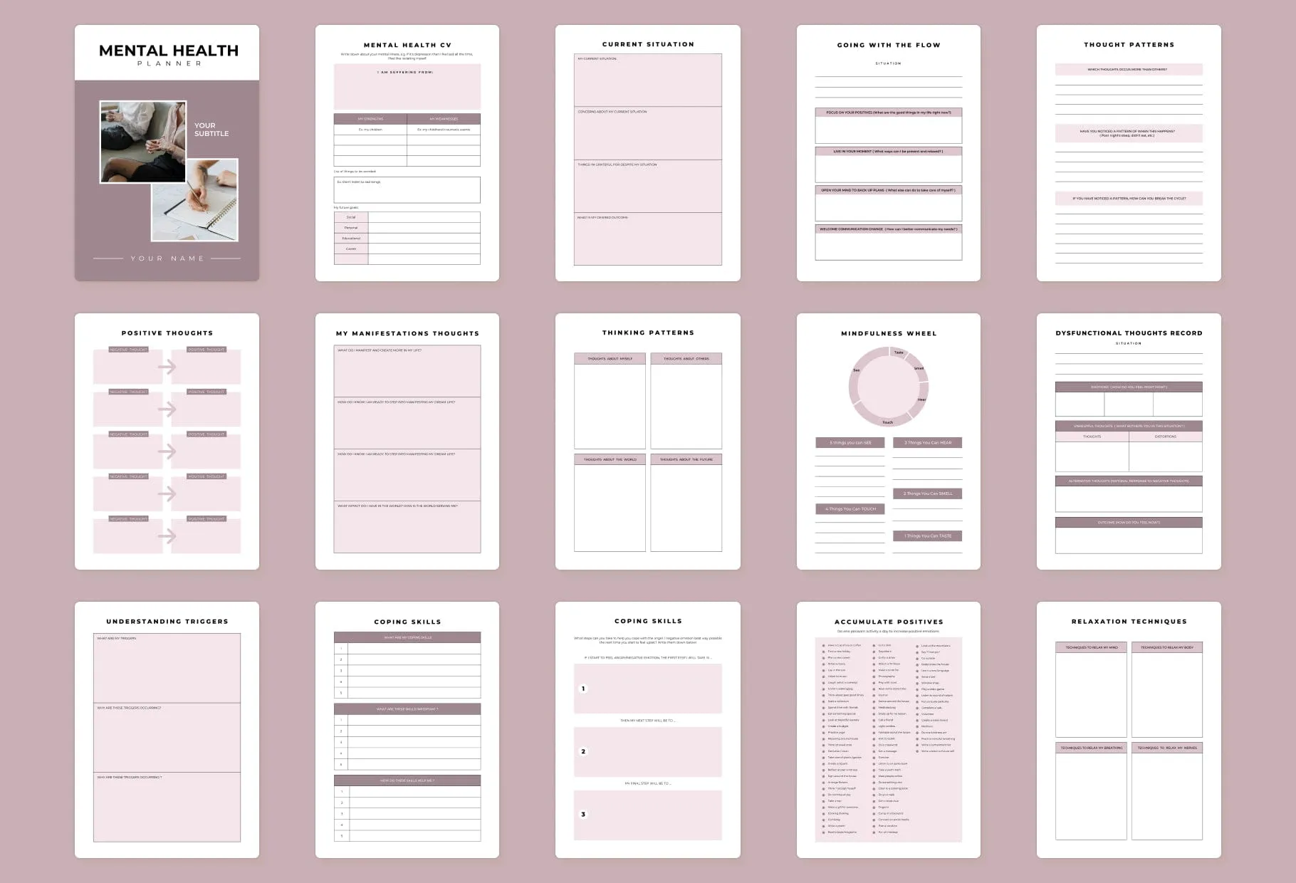 Mental Health Planner Canva Template