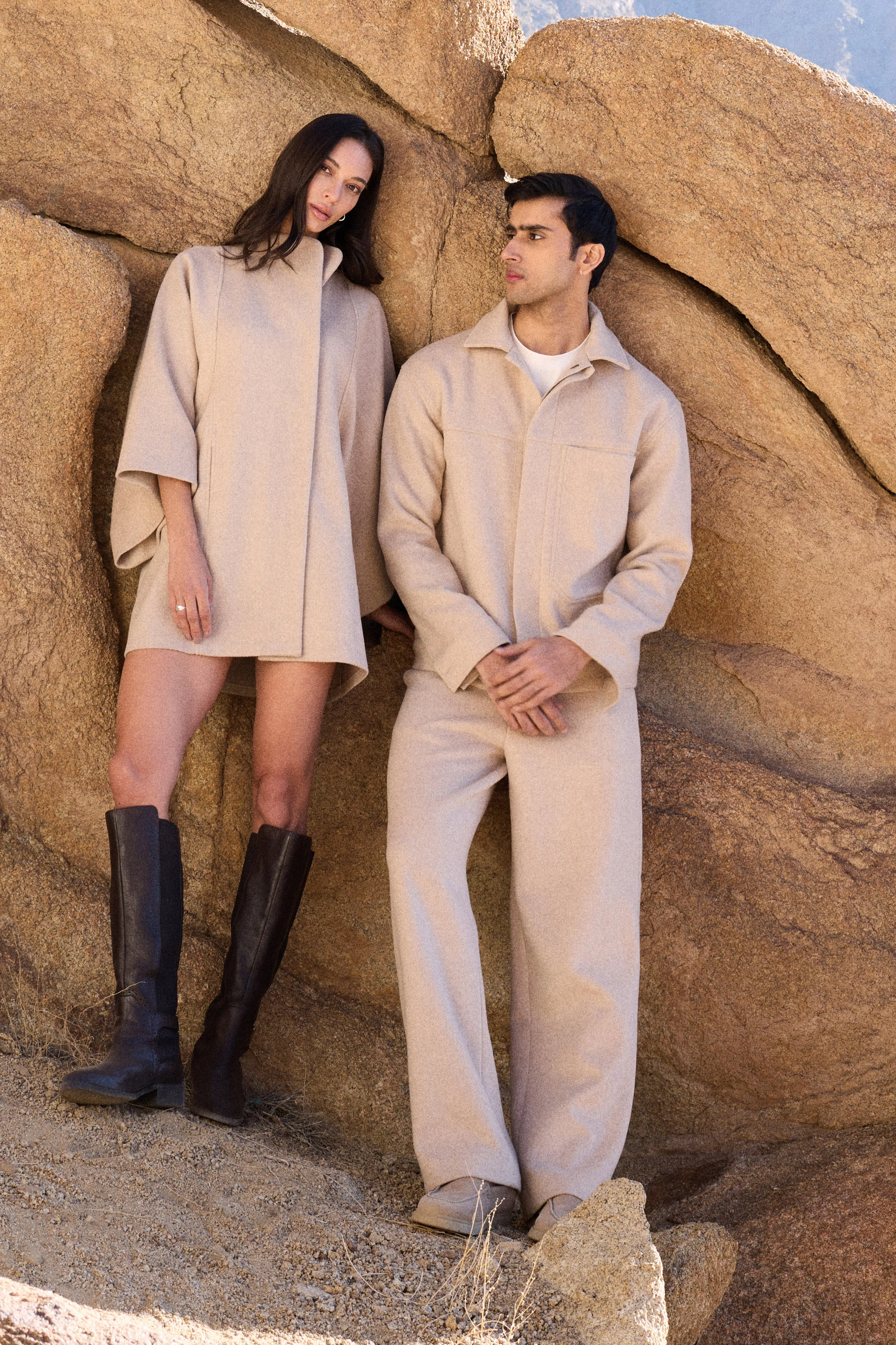 Merino Wool Blend Short Dress (Oatmeal)