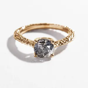 MESA SOLITAIRE ENGAGEMENT RING | 14K GOLD | SALT & PEPPER DIAMOND