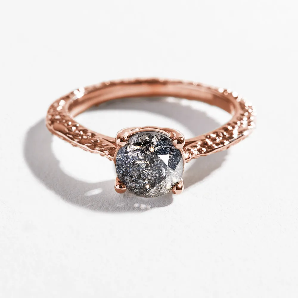 MESA SOLITAIRE ENGAGEMENT RING | 14K GOLD | SALT & PEPPER DIAMOND