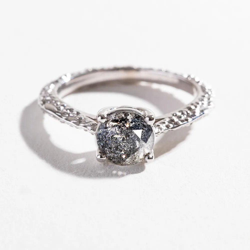 MESA SOLITAIRE ENGAGEMENT RING | 14K GOLD | SALT & PEPPER DIAMOND