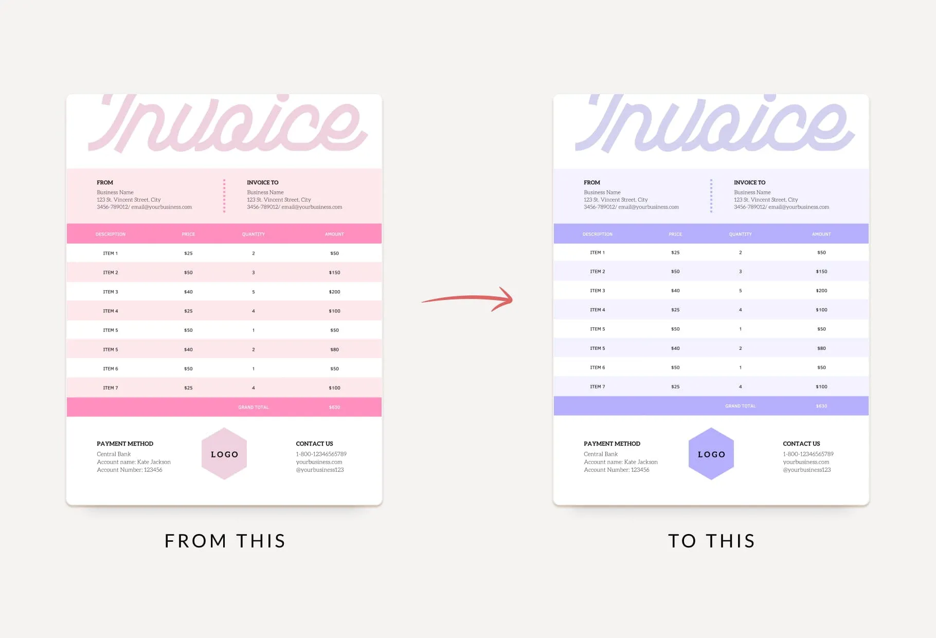 Mimi Pink Invoice Canva Template Printable and Editable