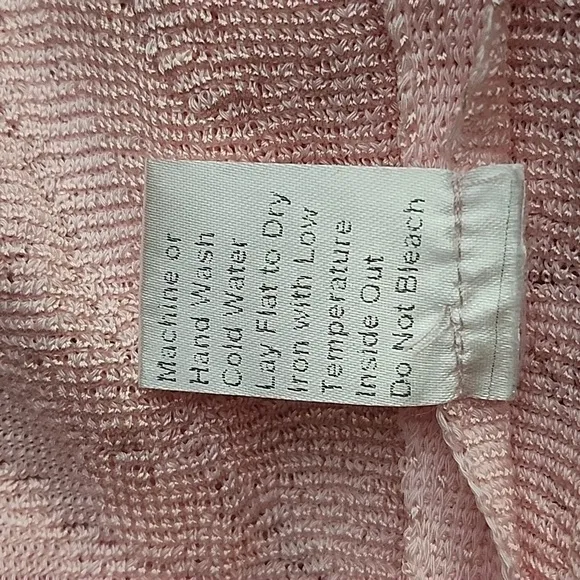 *Misook women's barbie pink knit floral open front long line cardigan Sz Small